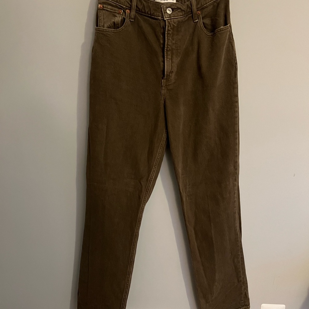 Abercrombie & Fitch 90s Straight Ultra High Rise Brown Jeans Curve Love 28